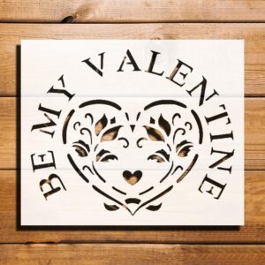 Be My Heart Flowers Stencil for Paint - Reusable Plastic Stencil 5x6 Inch Decorative Template for Crafts, Home Decor, and DIY Projects