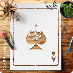 Ace of Spades Playing Card Stencil Template - Reusable for Painting on Walls, Wood, DIY Arts and Crafts Projects - LIONX
