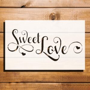 Sweet Love Inscription Stencil for Painting, Plastic Reusable 8"x5" – Ideal for Romantic Crafts, DIY Projects, and Home Decor