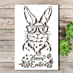 Happy Easter Rabbit Stencil – Reusable Bunny Stencil for DIY Crafting, Wall Art, Home Décor & Holiday Decorations ()