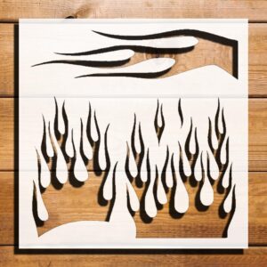 Flames Stencil for Painting, Plastic Reusable 5.5" L x 5.5" W – Perfect for DIY Crafts, Art Projects, and Home Decor