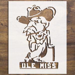 MSU Ole Old Miss Colonel Stencil Logo Arts and Crafts Material Scrapbooking for Airbrush Painting Drawing and More Reusable Stencil STENCILAIR