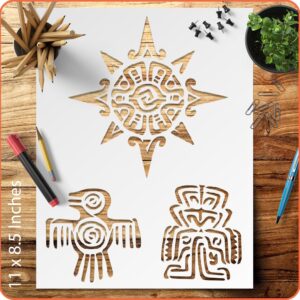 Aztec Symbol Stencil Template - Reusable for Painting on Walls, Wood, DIY Arts and Crafts Projects - LIONX