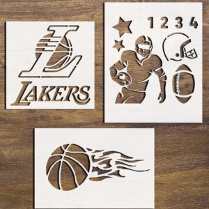 Sports Stencil Bundle – Basketball & Rugby Stencils for Painting on Wood, Walls, Fabric & Canvas – Reusable DIY Templates for Crafts & Home Decor – Sizes to
