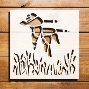 Wild Ducks Fly Stencil for Painting on Walls, Wood, and Canvas - Reusable Plastic Template for DIY Crafts, Art Supplies, and Scrapbooking 5.5 x 5.5 inches