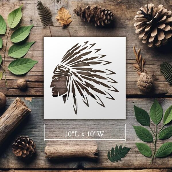 Headdress Profile Stencil – Reusable Silhouette Template of Feathered Headgear for Painting on Wood, Canvas, Fabric, and Rustic or Western-Themed Crafts - Image 2
