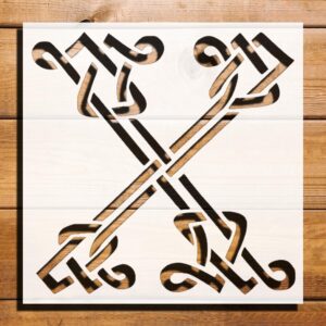 Celtic Initial X Stencil for Painting, Plastic Reusable 8"x8" – Ideal for DIY Crafts, Personalized Art, and Custom Decorations
