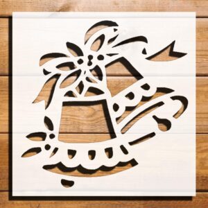 Bells Design Stencil for Painting, Plastic Reusable 5.5"x5.5" – Ideal for Holiday Crafts, Seasonal Art Projects, and Home Decor