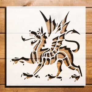 Funny Fantastic Dragon Stencil for Painting, Plastic Reusable 5.5x5.5 inch – Ideal for DIY Crafts, Home Decor, and Fantasy Projects