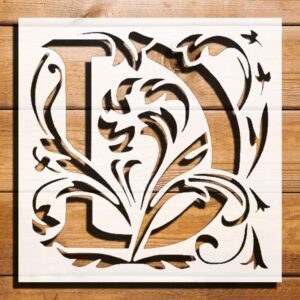 Letter Initial D Stencil, Plastic Reusable 5.5" L x 5.5" W – Perfect for DIY Crafts, Monogram Art, and Home Decor