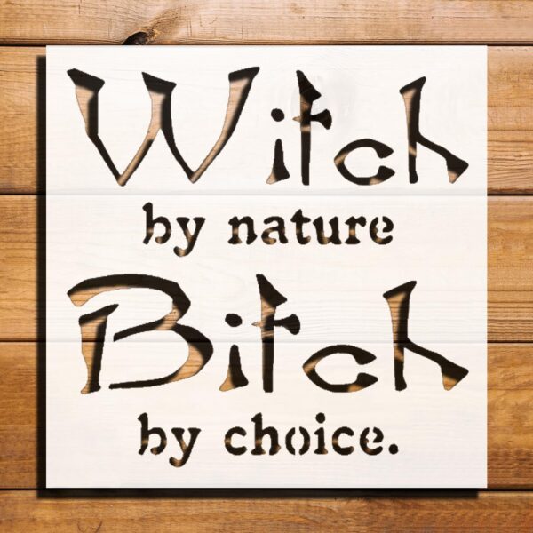 Witch by Nature, Plastic Reusable Stencil for Painting 5.5x5.5 inch – Ideal for Halloween Crafts, Home Decor, and Themed Projects
