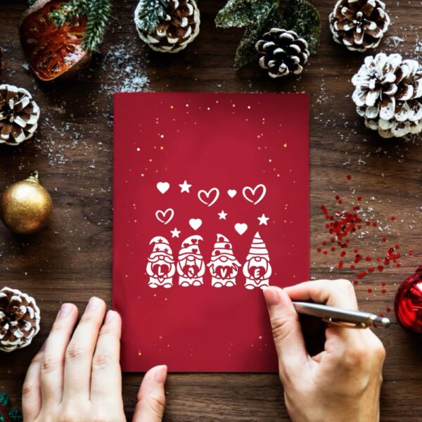 Love Gnome Stencil – Reusable Holiday Template with Hearts & Stars for DIY Crafts, Cards, Scrapbooking, Fabric Painting & Valentine’s Décor - Image 7