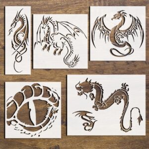 Dragon Stencil Bundle – Reusable Templates Featuring Chinese Dragon, Fairy Dragon, Dragon Eye, & Versatile Stencil Designs – Ideal for DIY Painting on Walls, Crafts, Scrapbooking & Decor – to