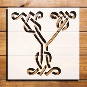 Celtic Initial Y Stencil for Painting, Plastic Reusable, 5.5 x 5.5 inches