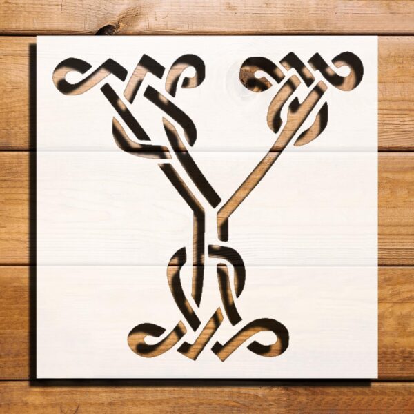 Celtic Initial Y Stencil for Painting, Plastic Reusable, 5.5 x 5.5 inches