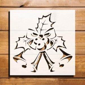 Bells Stencil for Painting, Plastic Reusable 5.5x5.5 inch – Perfect for DIY Crafts, Scrapbooking, and Holiday Decorations