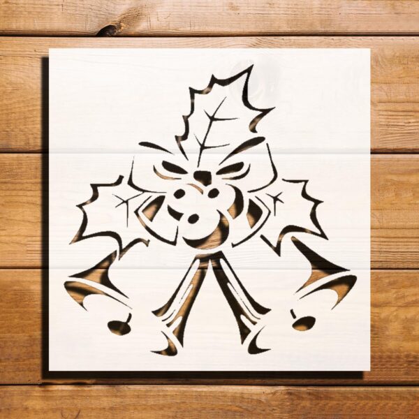 Bells Stencil for Painting, Plastic Reusable 5.5x5.5 inch – Perfect for DIY Crafts, Scrapbooking, and Holiday Decorations