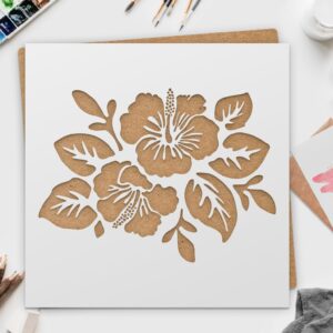 Hibiscus Flowers Stencil for Painting on Wood, Canvas, Paper, Fabric, Walls and Furniture , Wildflower Stencil, Stencils Home Décor, Reusable DIY Art and Craft Stencils