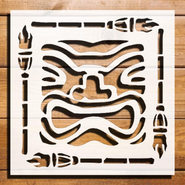 Tiki Torches Stencil for Painting on Walls, Wood, and Canvas - Reusable Plastic Template for DIY Crafts and Decor - 5.5" x 5.5"
