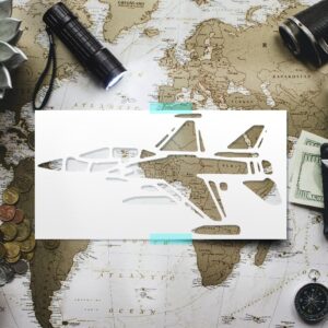 Airplane Jet, Air Force, Army, Navy, Reusable Stencil 8" x 10.5 Flexible Durable Plastic Arts and Crafts Material Scrapbooking for Airbrush Painting Drawing and More