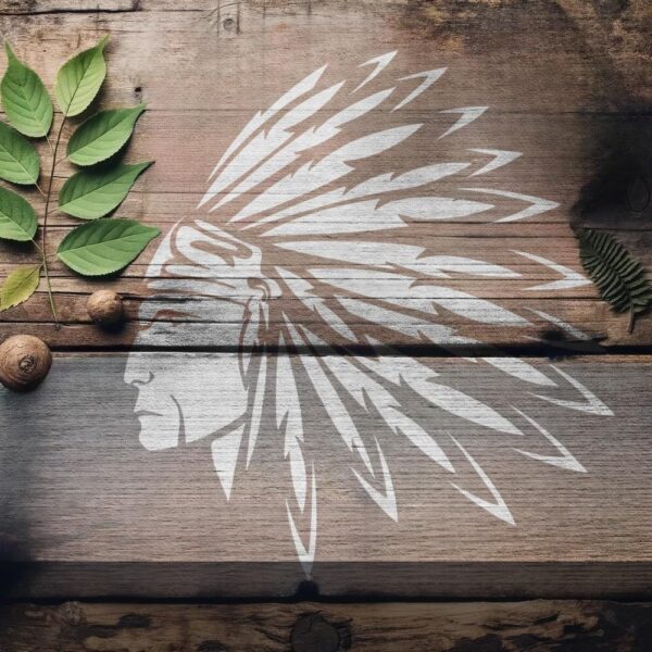 Headdress Profile Stencil – Reusable Silhouette Template of Feathered Headgear for Painting on Wood, Canvas, Fabric, and Rustic or Western-Themed Crafts - Image 3