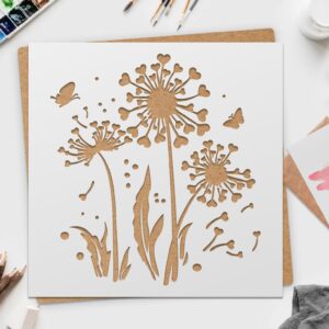 Dandelion Stencil for Painting on Wood, Canvas, Paper, Fabric, Walls and Furniture , Wildflower Stencil, Stencils Home Décor, Reusable DIY Art and Craft Stencils