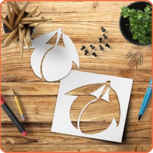 Peach Stencil – Reusable Fruit Template for Painting on Wood, Paper, Fabric, Walls, Cards & Kitchen or Summer-Themed DIY Crafts