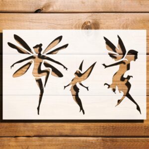 Fairies Flight Stencil for Painting, Plastic Reusable 8" L x 5" W – Ideal for Whimsical Art Projects, Crafts, and Home Decor