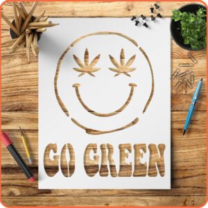 Go Green Smiley Face Stencil – Reusable DIY Painting Template for Wood, Canvas, Fabric, Walls & Eco-Themed Art and Crafts