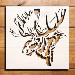 Big Moose Stencil for Painting, Plastic Reusable 5.5" L x 5.5" W – Ideal for Nature-Themed DIY Projects, Painting, and Home Decor