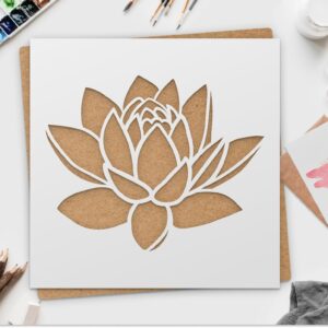 Large Lotus Flower Stencil for Painting on Wood, Canvas, Paper, Fabric, Walls and Furniture , Wildflower Stencil, Stencils Home Décor, Reusable DIY Art and Craft Stencils
