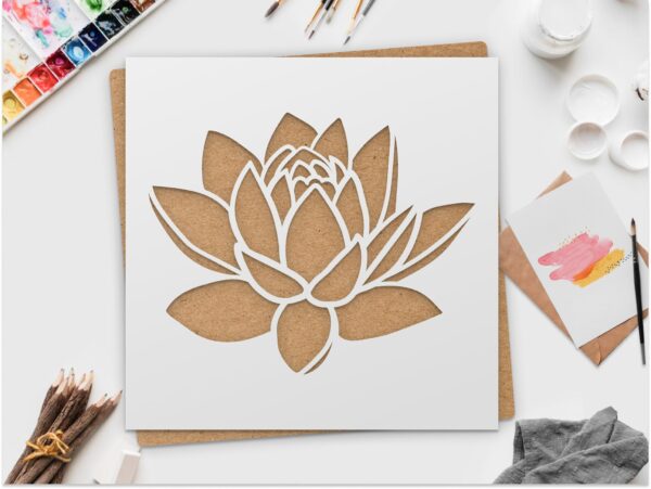 Large Lotus Flower Stencil for Painting on Wood, Canvas, Paper, Fabric, Walls and Furniture , Wildflower Stencil, Stencils Home Décor, Reusable DIY Art and Craft Stencils
