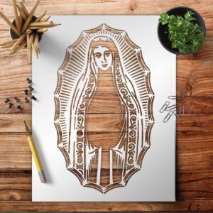 Virgin Mary Blessed Mother - Stencil Template Reusable - for Painting on Walls, Wood, Glass, Scarpbooking, Arts and Crafts, DIY - LIONX