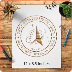 Space-Themed Military-Style Emblem Stencil – Reusable Template for DIY Crafts, Posters, Wall Art, and Patriotic Projects