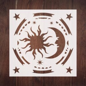 Celestial & Wolf Stencil Bundle – Reusable Templates Featuring Stars, Moon, Sun, Wildlife Wolf, & Werewolf Designs – Perfect for DIY Crafts, Painting, & Cosmic Art – to
