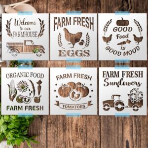 Farm Fresh Stencil Set 6-Pack Reusable Farmhouse Stencils for Painting Wood, Signs & Crafts – Rustic Country DIY Decor Templates