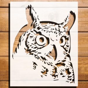 Owl Face Design Stencil for Painting, Plastic Reusable 10" L x 8" W – Ideal for DIY Crafts, Home Decor, and Art Projects
