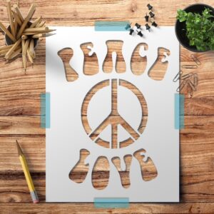 Peace Sign Stencil #1 – Reusable 10mil Thick Plastic Sheet () for DIY Crafts, Painting, Wall Art, and Drawing Projects