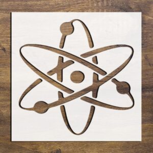 Atom Symbol Stencil – Reusable Science Template for Painting on Wood, Paper, Walls, Classroom Projects, and STEM-Themed Crafts