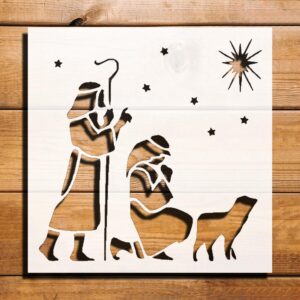 Shepherds Plastic Reusable 5.5x5.5 Stencil for Painting, Airbrush, Scrapbooking, Art, DIY Crafts, Decorative