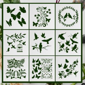 Butterfly and Bird Stencil Set — 9 Reusable Templates for Painting, Crafts, Wall Art, Wood, and DIY Decor Projects