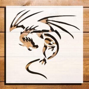 Flying Dragon Stencil for Painting – Plastic Reusable 5.5x5.5 inch