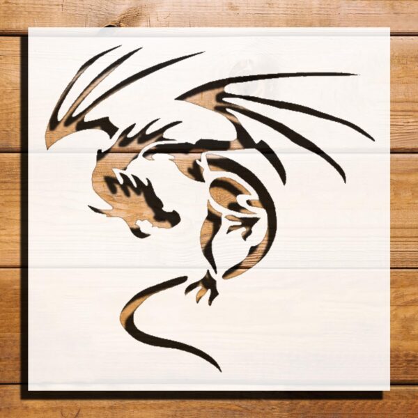 Flying Dragon Stencil for Painting – Plastic Reusable 5.5x5.5 inch