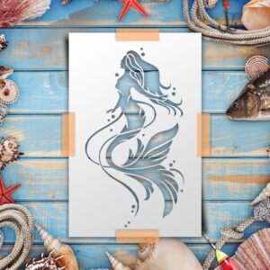 Mermaid Silhouette Stencil - Reusable Mermaid Stencils - Perfect for Walls, Wood, Arts, and Crafts