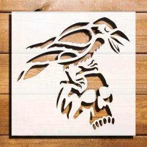Raven on The Skull Stencil for Painting Plastic Reusable 5.5" x 5.5", Airbrush, Scrapbooking, Art, DIY Crafts