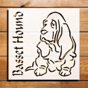 Basset Hound Dog Sign Stencil for Painting Plastic Reusable 5.5" x 5.5", Airbrush, Scrapbooking, Art, DIY Crafts