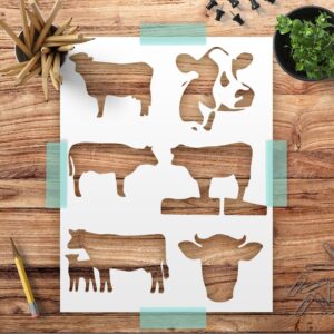 Farm Animal Stencil Set Chicken Cow Frog Bird Silhouette Templates Reusable Mylar Stencils for Painting Wood Signs Walls DIY Crafts
