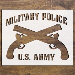 U.S. Army Military Police Stencil — Reusable Durable Template for Crafts, Airbrush, Painting, Scrapbooking, and DIY Projects