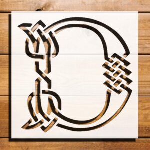 Celtic Initial D Design Stencil for Painting – Plastic Reusable 5.5" L x 5.5" W