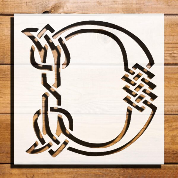 Celtic Initial D Design Stencil for Painting – Plastic Reusable 5.5" L x 5.5" W